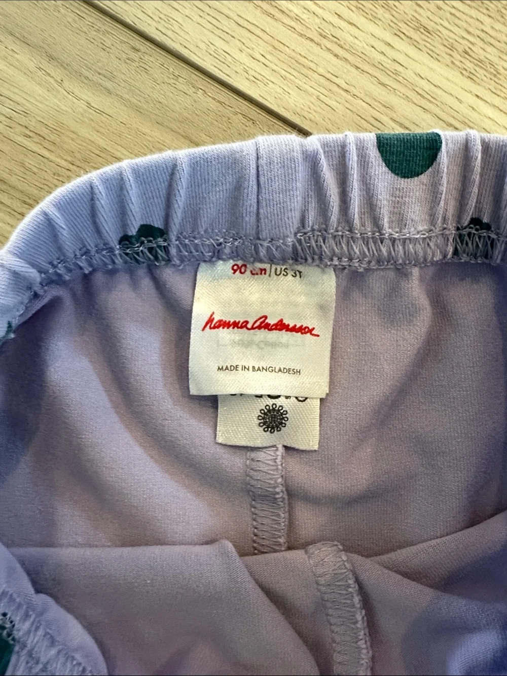 Hanna Andersson Lavender Leggings with Teal Polka Dots